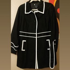 Carole Little Black & White Mid Length Coat